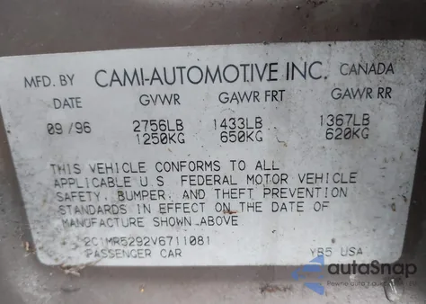 1997 Geo Metro Lsi from USA, damaged, VIN 2C1MR5292V6711081